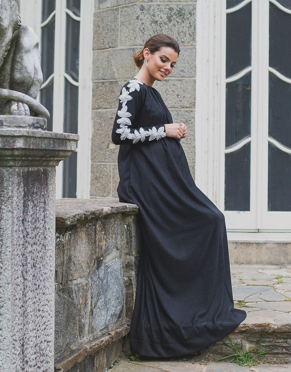 Front Soft Pleat Maternity Gown 6 / Black