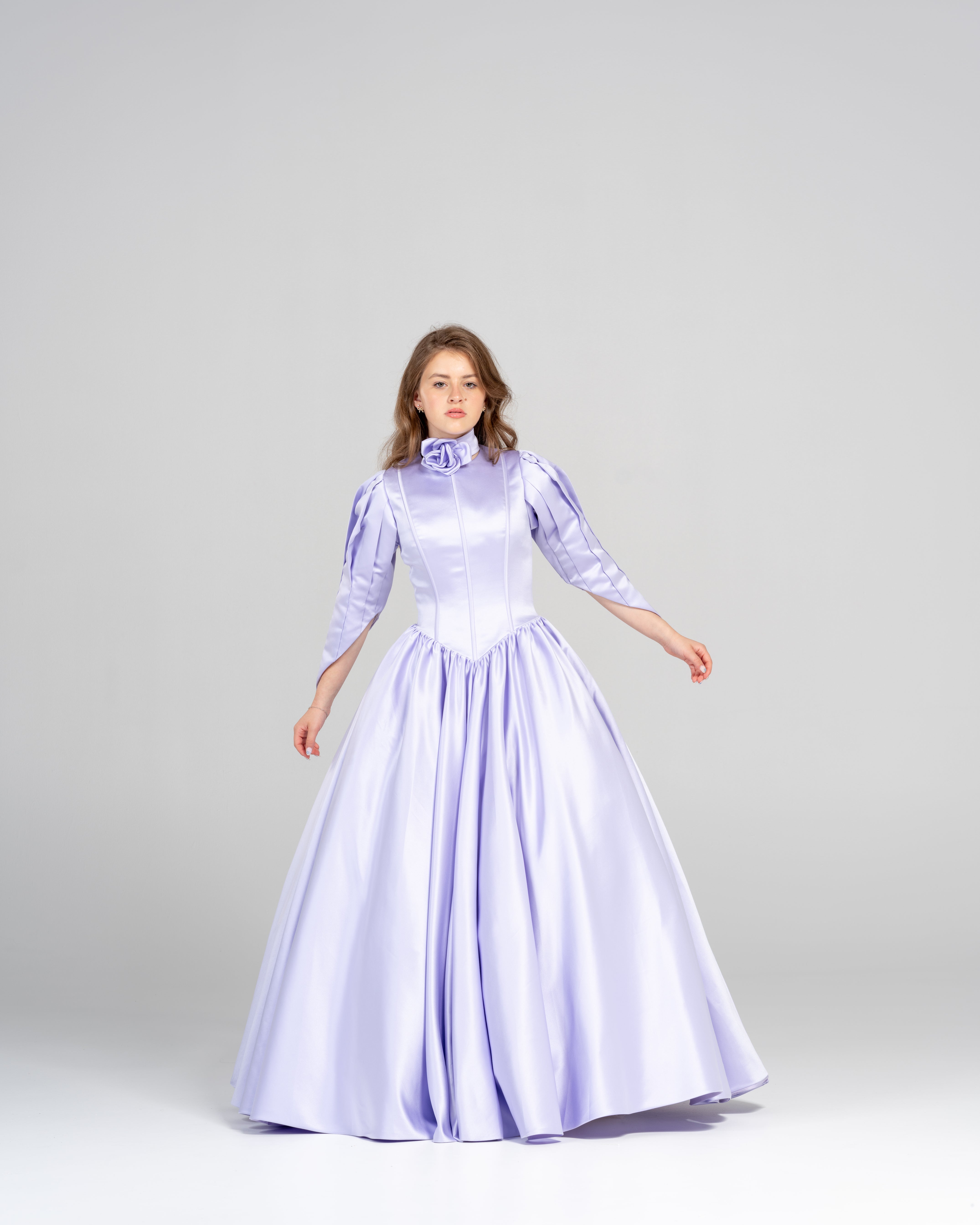 purple rosette dress Purple Strapless Sweetheart Evening Dress with Rosette Ruffles Custom Size / Purple