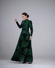  Ruched Emerald Gown