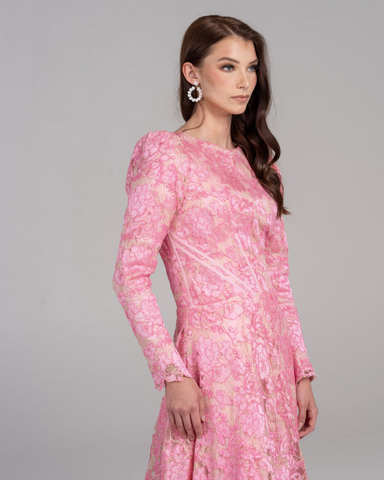 corded lace sheath dress DOLCE E GABBANA Light blue cotton-blend corded lace sheath dress