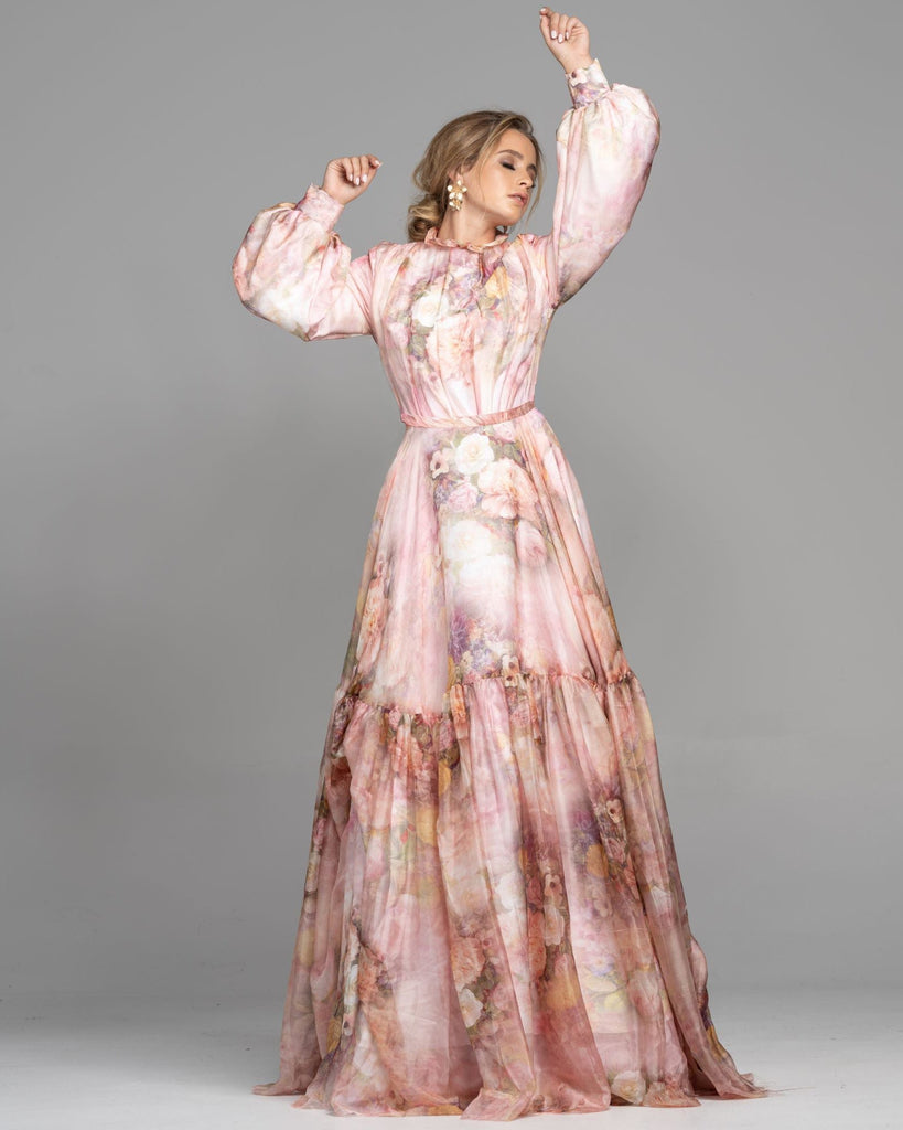 Garden Rose Chiffon Gown