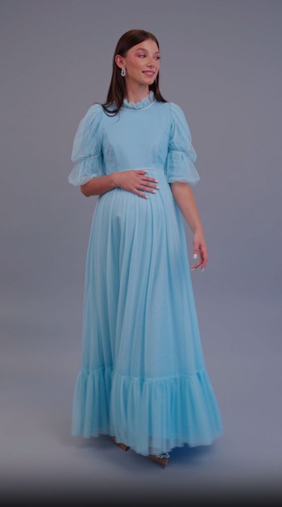 Light Blue Swiss Dot Maternity Gown Liylah Light Blue Swiss Dot Maternity Gown Liylah