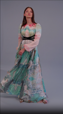  Watercolor Silk Chiffon Gown