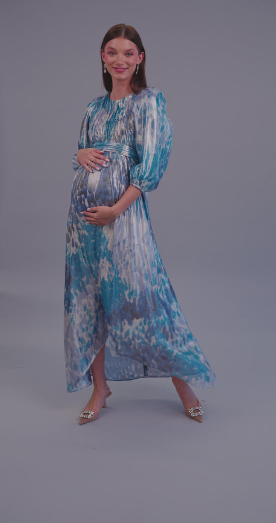 Lamé Brushed Metallic Maternity Gown