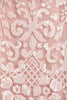 Close up of fabric of modest Needle & Thread Aurelia Gown in pink strawberry icing color.