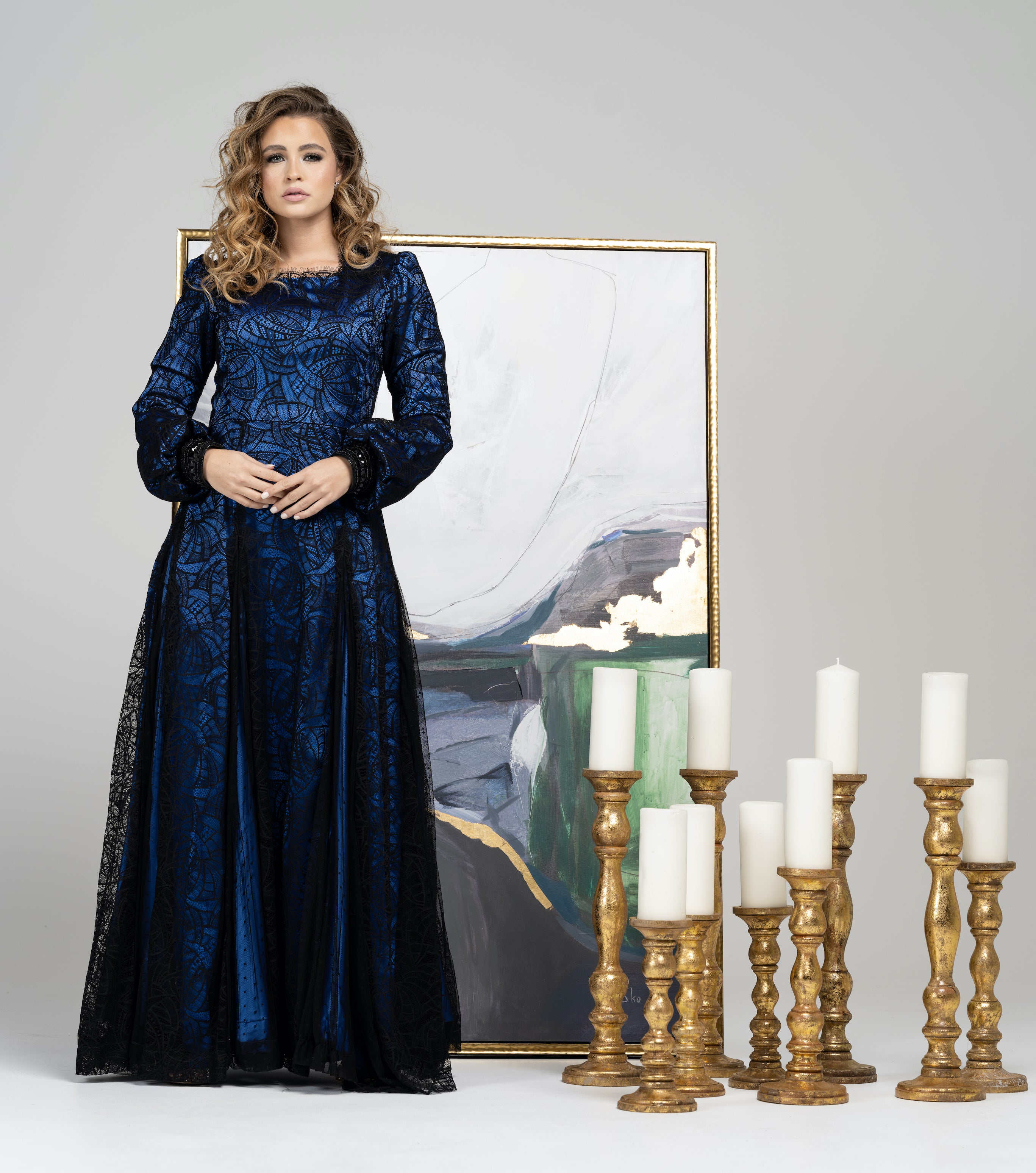 French Lace Satin Gown 6 / Cobalt / 12 Day Rental French Lace Satin Gown 6 / Cobalt / 12 Day Rental