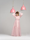 Pink modest evening gown rental 