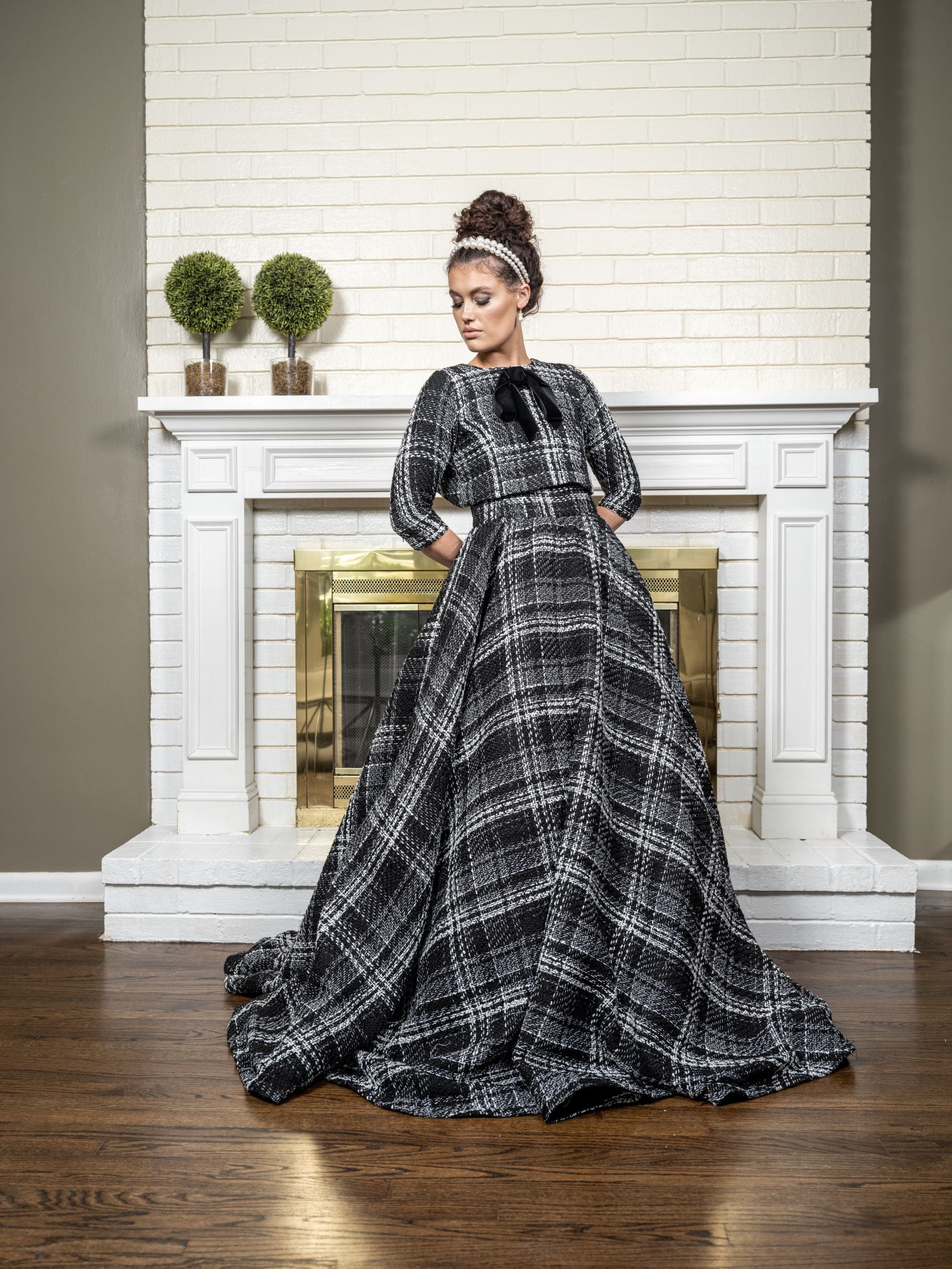 Tweed Bolero Ball Gown | Liylah | Modest Gown Rental 2 / Black / 12 Day Rental Tweed Bolero Ball Gown | Liylah | Modest Gown Rental 2 / Black / 12 Day Rental