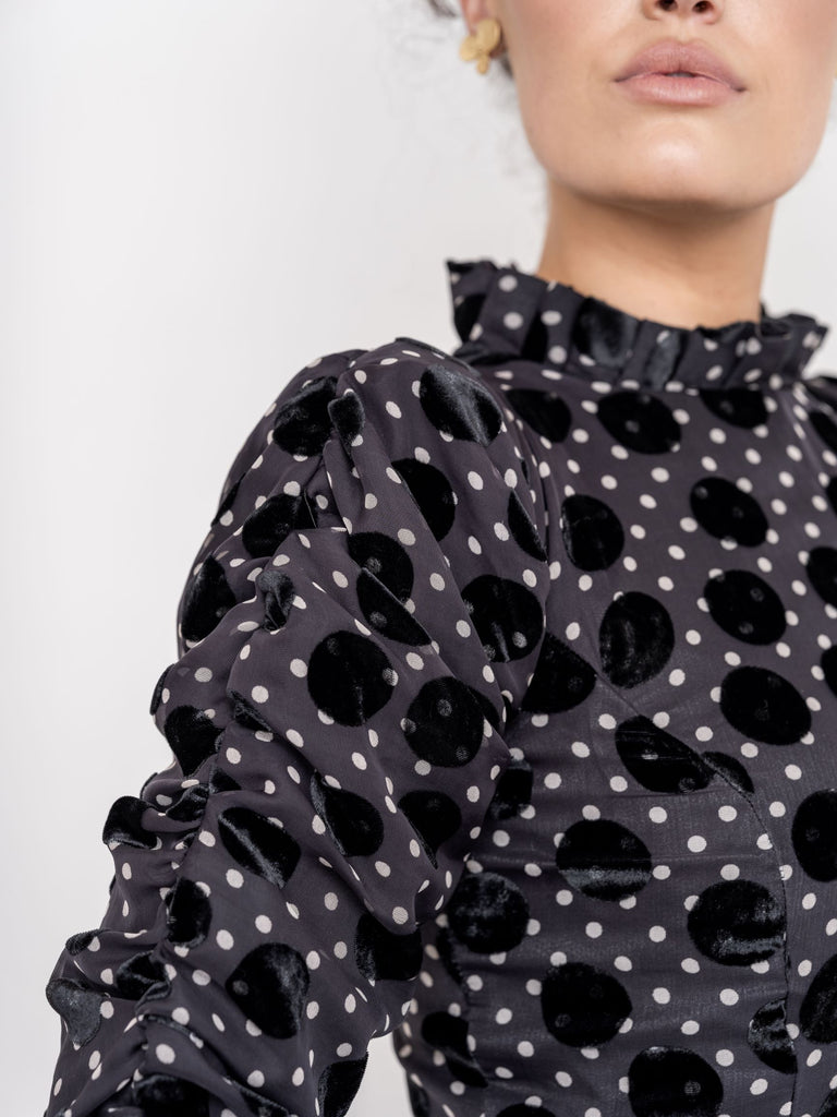 Velvet Polka Dot Gown