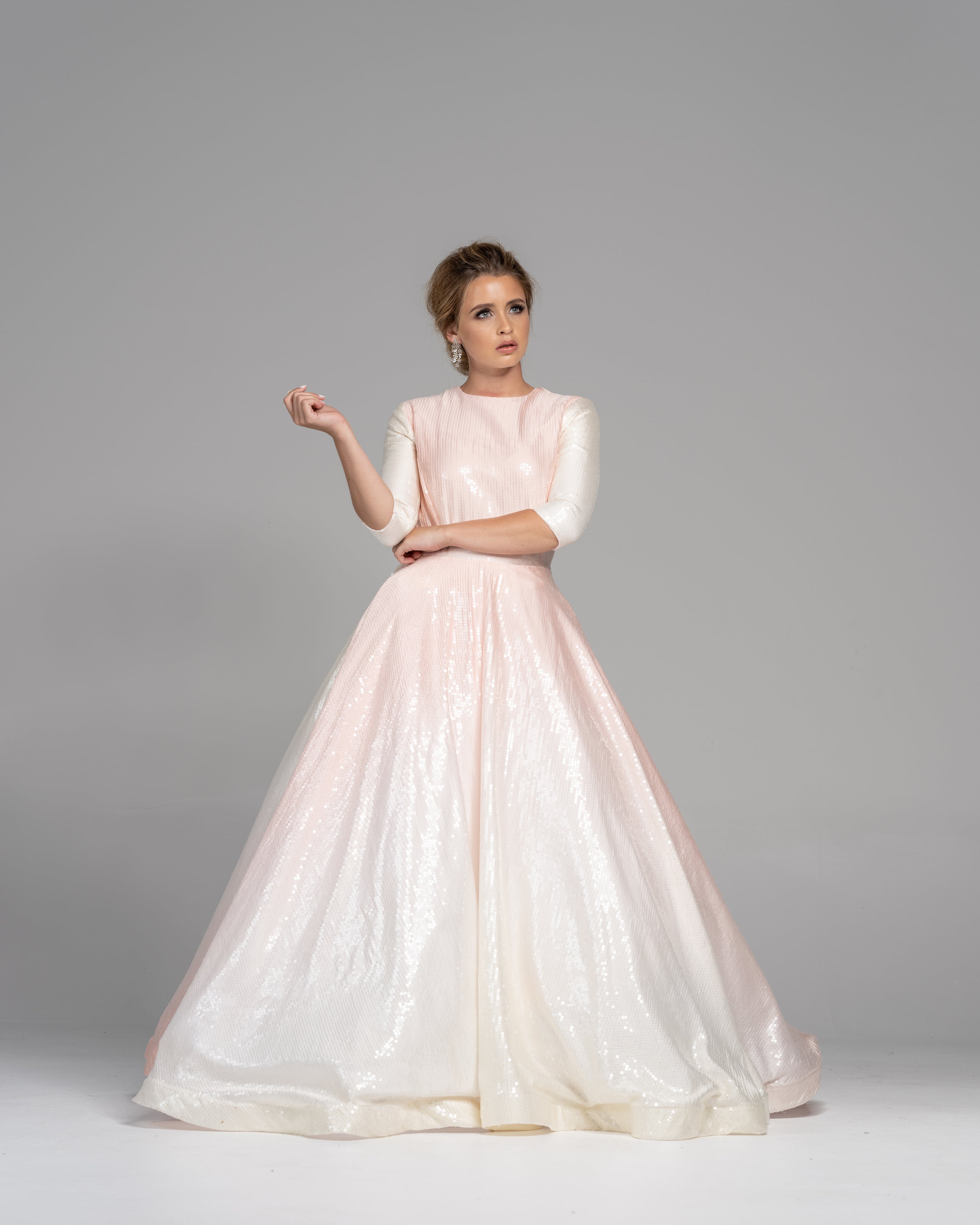 white pink ombre dress Marlee Asymmetrical Slinky Maxi Dress / Ombre Pink | MESHKI