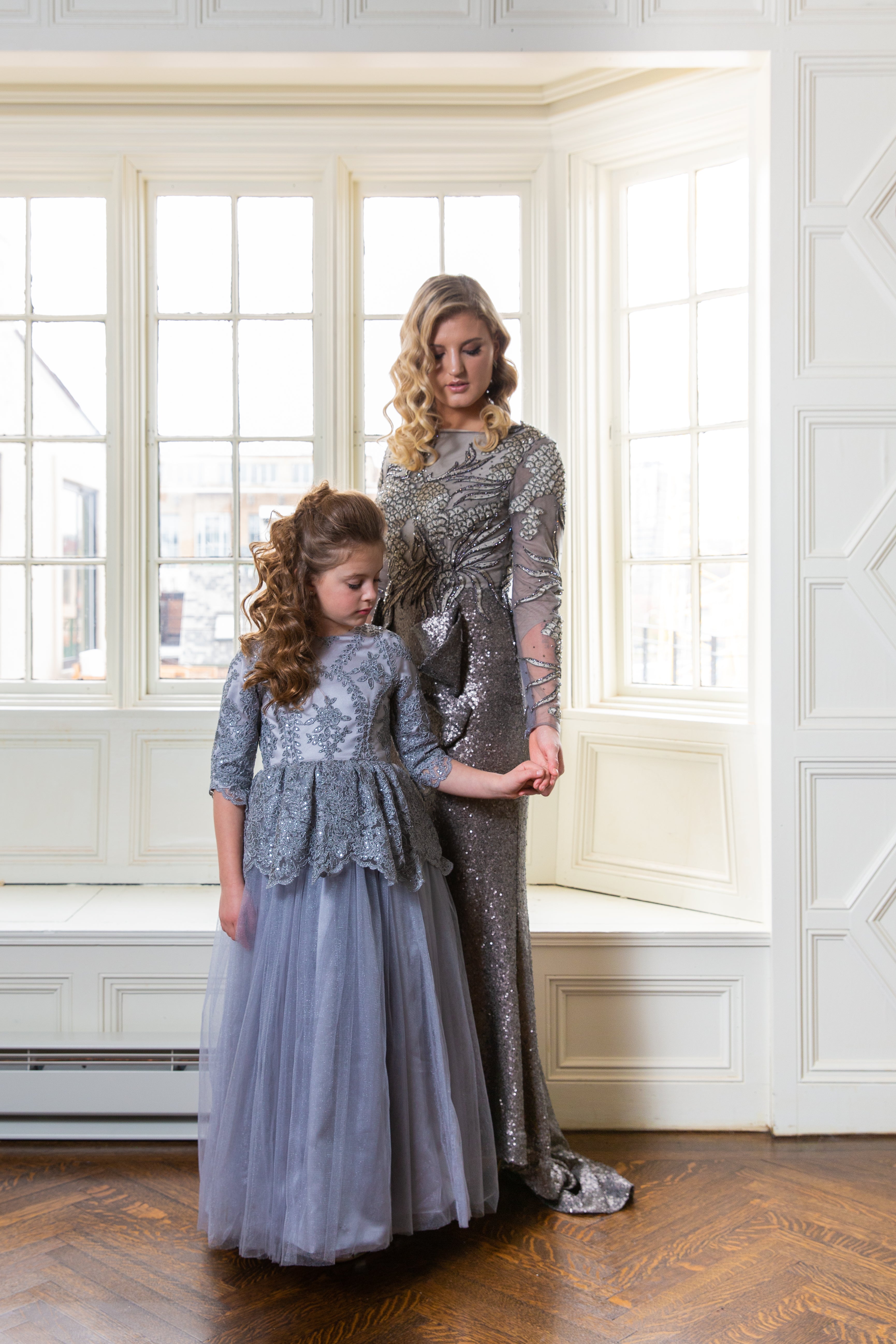 Silver Gray Peplum Girls Gown Girls 6 / Silver Silver Gray Peplum Girls Gown Girls 6 / Silver