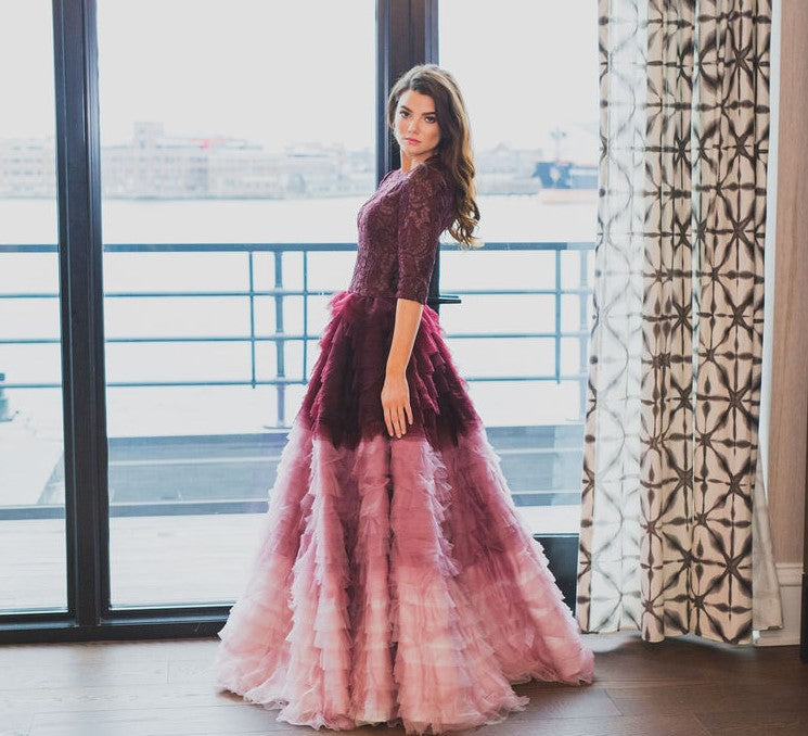 Ombr Tulle Ball Gown | Liylah | Modest Gown Rental 2 Ombr Tulle Ball Gown | Liylah | Modest Gown Rental 2