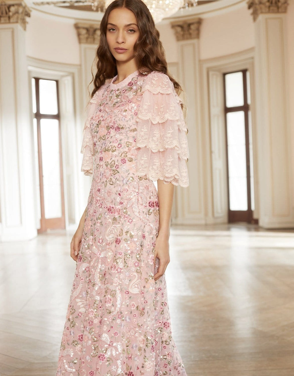 Blushing Floral Gown | Liylah | Modest Gown Rental 14 / Blush / 12 Day Rental