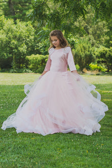  pink girls modest ball gown rental 