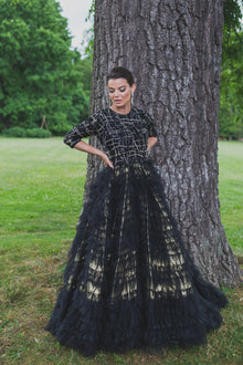  Geometric Tiered Ball Gown