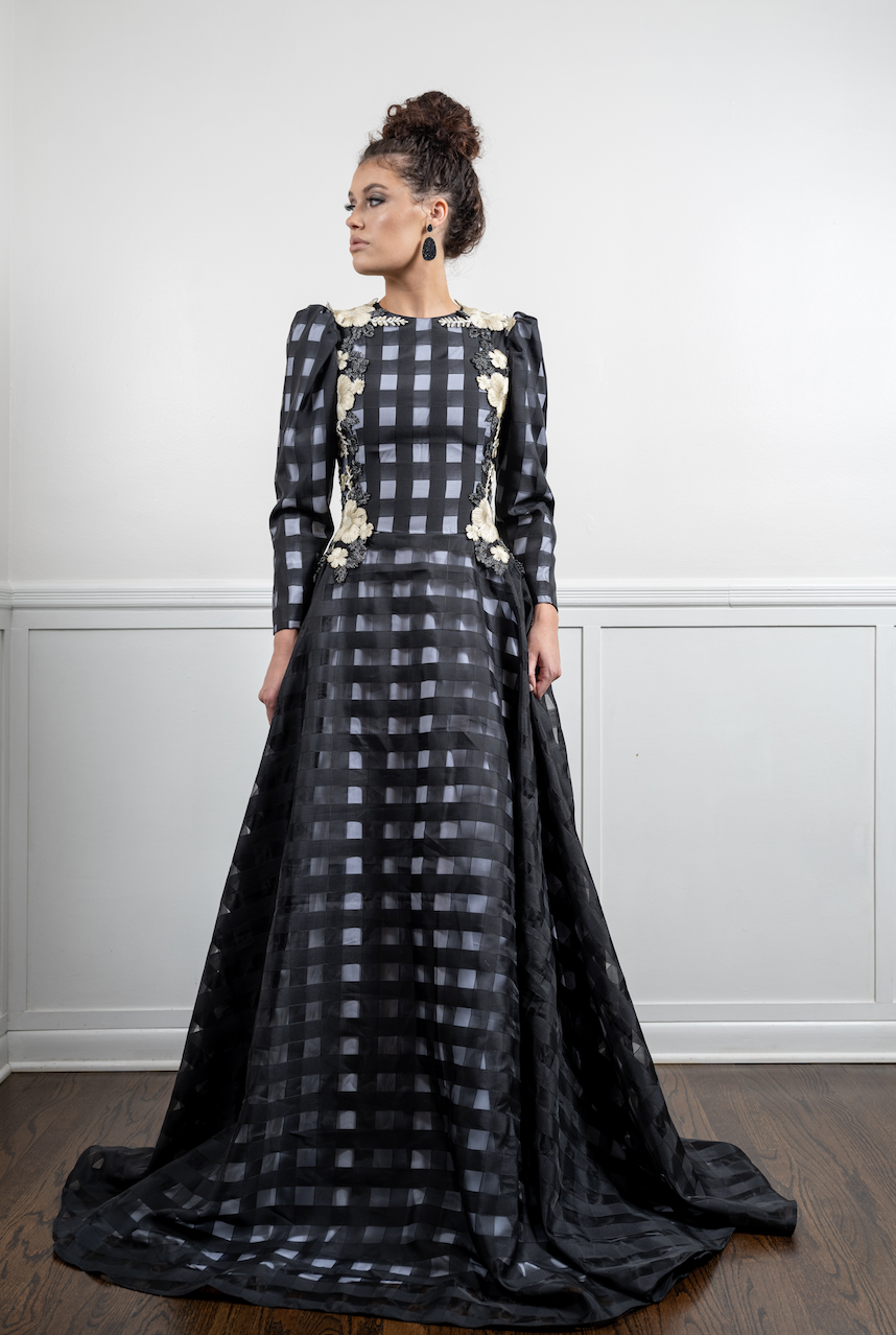 Gingham ball gown best sale