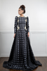 Gingham black modest evening gown 