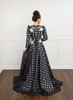 Gingham black modest evening gown