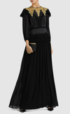 black and gold modest evening gown dress