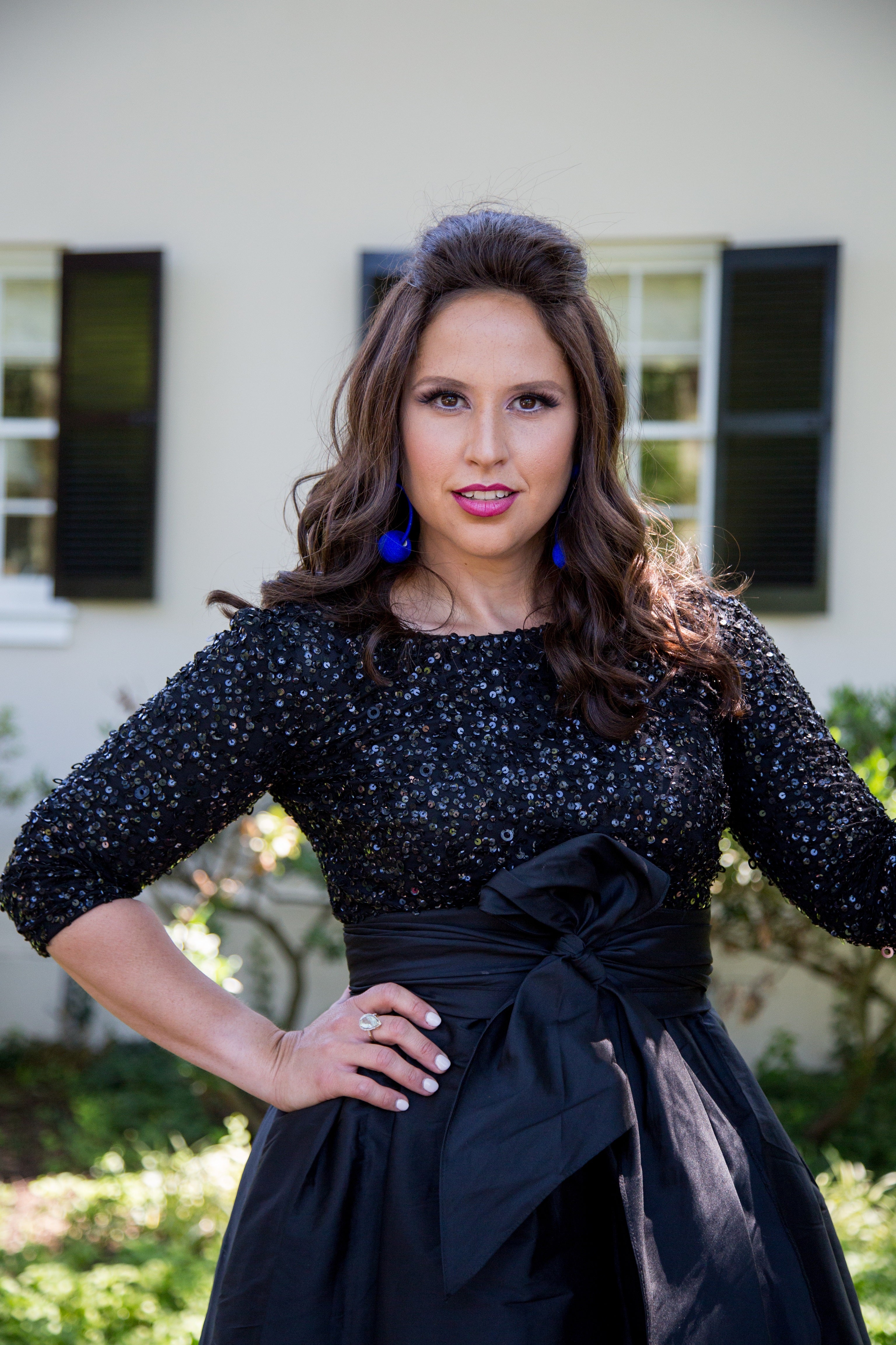 black sequin high low dress Sequin High Low Sash Gown 8/10