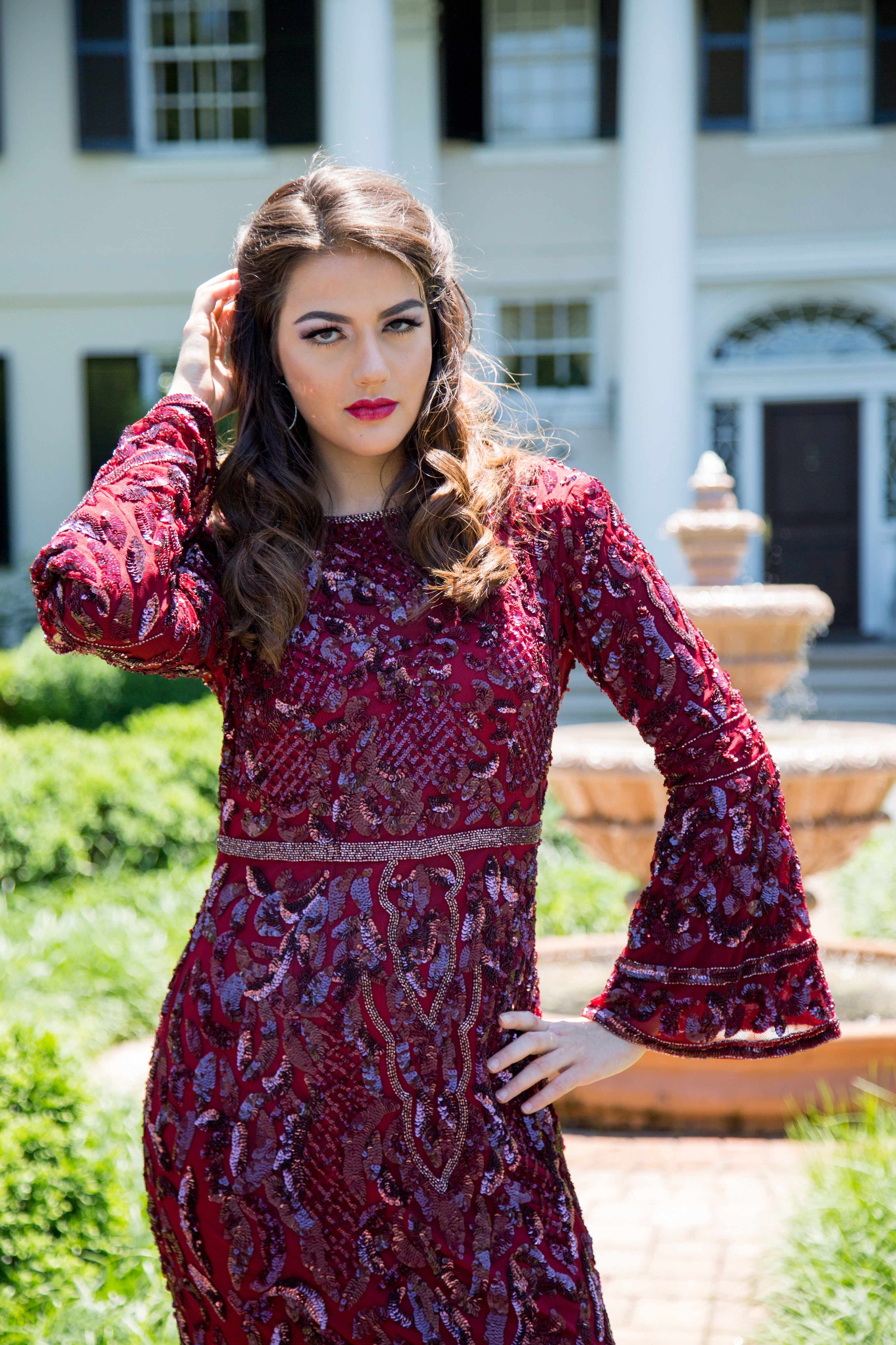 Glamour Beaded Wine Gown Glamour Beaded Wine Gown