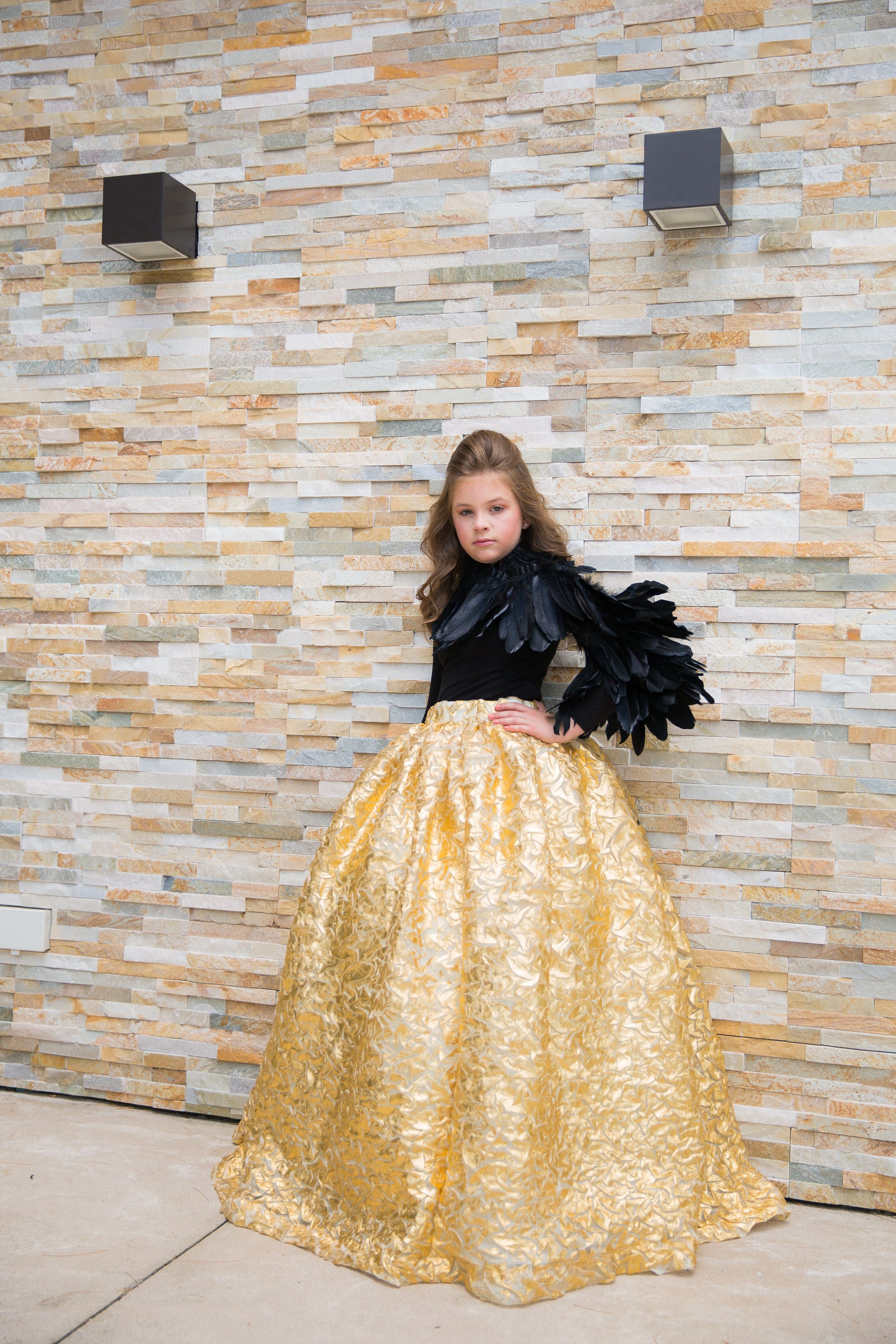 Crinkled Feather Girls Ball Gown | Liylah | Modest Gown Rental Girls 14 Crinkled Feather Girls Ball Gown | Liylah | Modest Gown Rental Girls 14