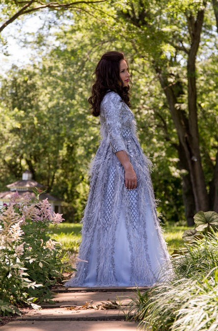 Asher Maxwell for Liylah ice blue feather gown 