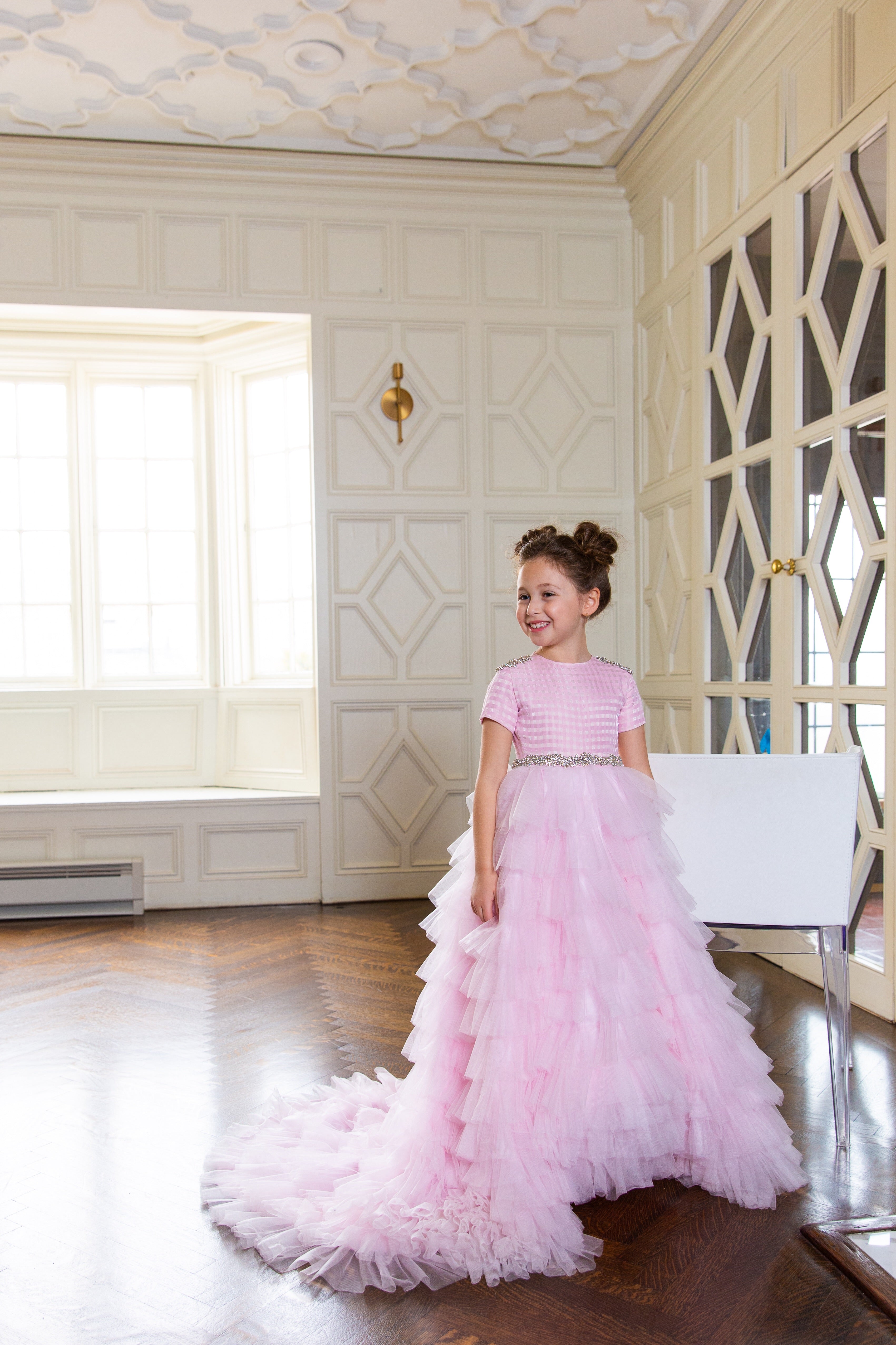 Tiered Train Girls Gown Girls 6 / Try On at Home- 2 Day Trial Tiered Train Girls Gown Girls 6 / Try On at Home- 2 Day Trial