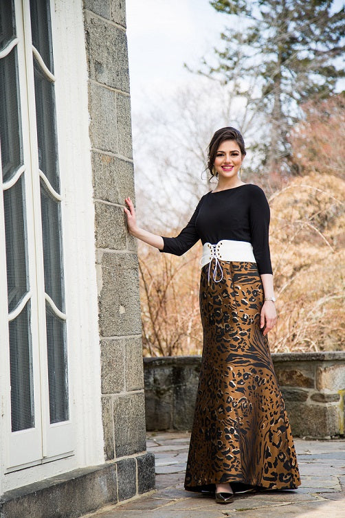 Leopard and black modest gown 