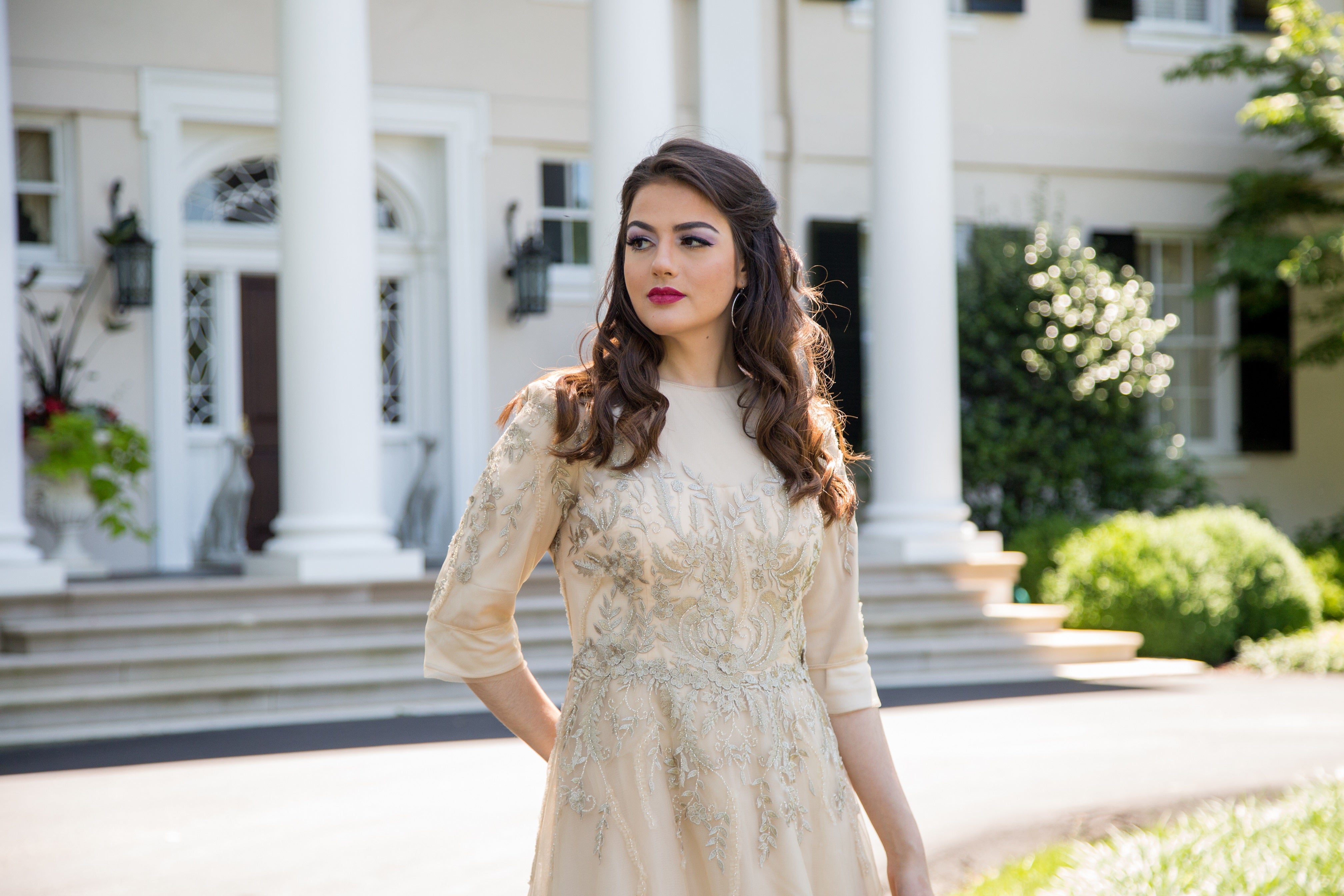 illusion embroidered dress Nox Anabel Q1391 - Illusion Embroidered A-Line Prom Dress 12 / Dusty Sage