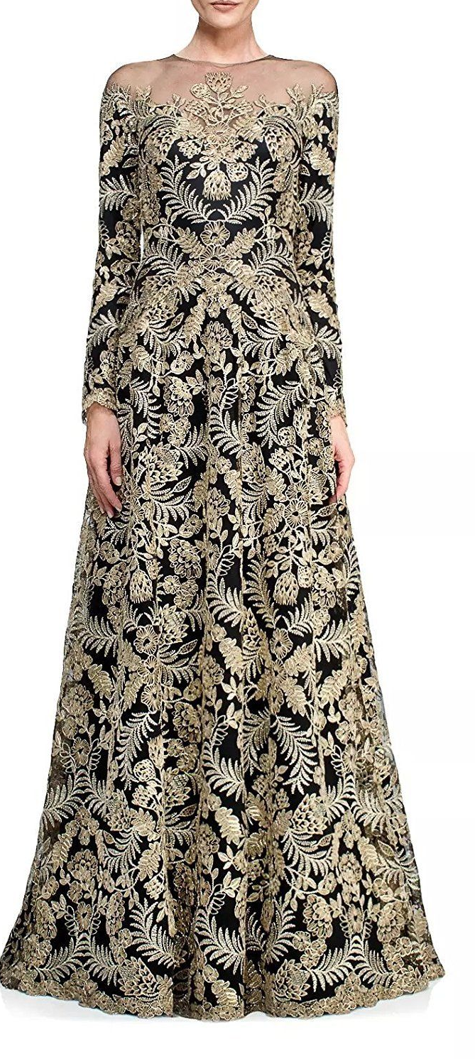 Black & Gold Embroidered A-Line Gown Liylah Black & Gold Embroidered A-Line Gown Liylah