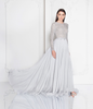 Terani Couture silver beaded crystal modest gown 